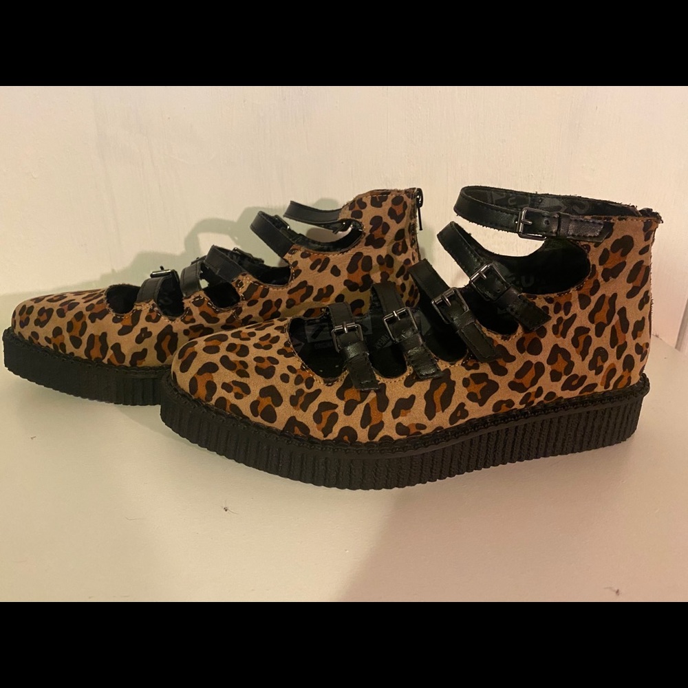 T.U.K Leopard Multi-Strap Mary Jane Creeper